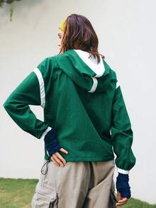 Medorelle Women's Casual Hooded Loose Long Sweatshirt - Green - View 2