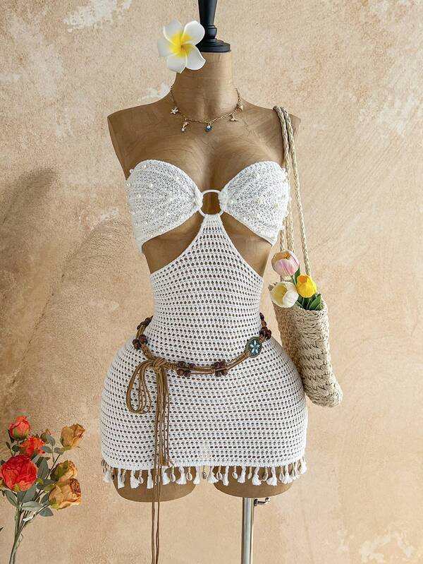 Soleia Women's Casual, Vacation, Western, Beach Wedding Guest, Graduation, Brunch, St. Patrick's Day, Spring Break, Easter, Music Festival Elegant Bohemian Tropical Fringe Sequin Sweater Mini Dress