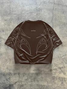 Men's AXEPEAK Casual Fashionable Streetwear T-Shirt - Coffee Brown - View 2
