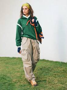 Medorelle Women's Casual Hooded Loose Long Sweatshirt - Green - View 4