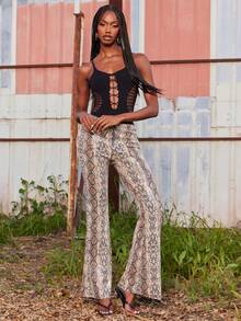 NYA SZN 蛇纹高腰喇叭裤 - 彩色 - 查看 3