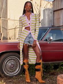 NYA SZN Dress Long Sleeve Polo Detail Fitted Bodycon Collared Easter St. Patricks Day Brunch Casual Everyday Going Out Party Special Occasion Travel Vacation Office Siren Western Country Date Night Elegant Luxury Business Casual Event Everyday Wedding Brunch Office Gyaru Street Style Spring Summer Statement Carnival Bridal Shower Outfits For Women - Multicolor - View 1