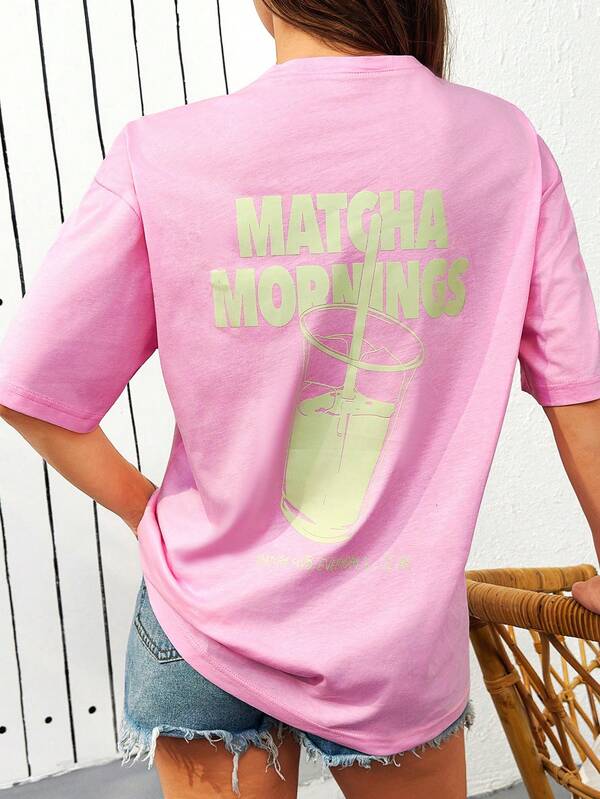 Cloudara Camiseta rosa oversize - Mangas cortas, tela de algodón suave, casual y cómoda