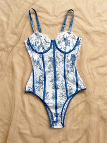 Soleia 豹纹蕾丝边抹胸吊带背心，性感度假、派对、约会、情人节、下午茶穿着 - 彩色 - 查看 5