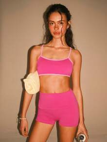 Athîral 女士休闲撞色运动套装 - 粉色 - 查看 1