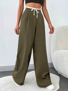 SHEIN Tall TALL WOMEN BOTTOM  AND  COMFORT PANT - Army Green - View 7
