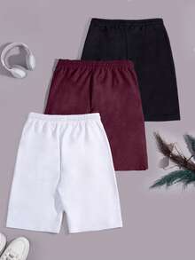 EURMUSE Men 3pcs Pack Drawstring Label Detailed Regular Shorts - Multicolor - View 2