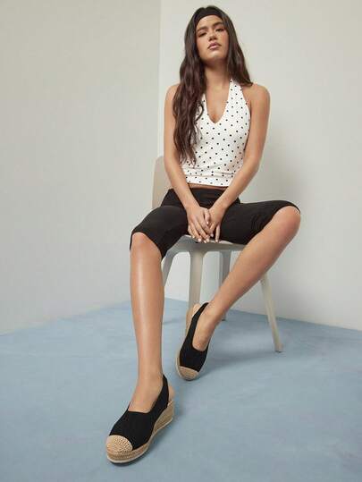 Solezae Cuñas tipo espadrille con tira trasera elegantes para mujer