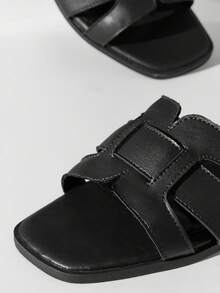 SHUZIA Sandal đế bằng kiểu dáng thường ngày, thoải mái, có quai chéo, dành cho nữ. - màu đen - Xem 6