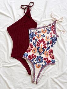 Soleia Women's Vacation Sleeveless Tie-Front Bodysuit - Multicolor - View 5