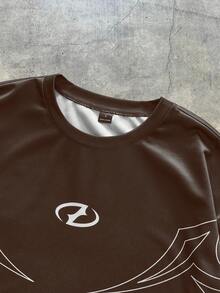 Men's AXEPEAK Casual Fashionable Streetwear T-Shirt - Coffee Brown - View 4