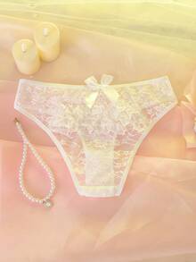 白色花卉蕾丝层叠蛋糕边荷叶边浪漫甜美纯可爱妩媚娃娃裙浪漫礼物女士内裤 - 白色 - 查看 8