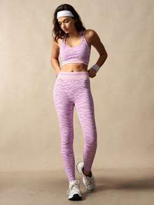 VARSIVA Women's Zebra Print Cropped Tank Top And Leggings Sports Set - Multicolor - View 4