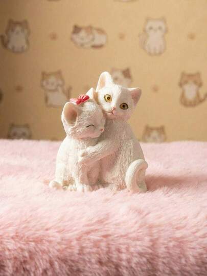 Cirelle Cute Lifelike Kitten Figurine - Valentine's Day/Birthday Gift, Resin Craft, Home Decor For Couples & Cat Lovers