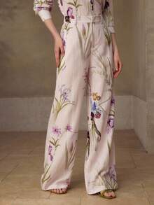 MOTF PREMIUM WOMEN'S FLORAL PRINT WIDE LEG SUIT PANTS, SPRING/SUMMER - Multicolor - View 6