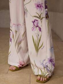 MOTF PREMIUM WOMEN'S FLORAL PRINT WIDE LEG SUIT PANTS, SPRING/SUMMER - Multicolor - View 2