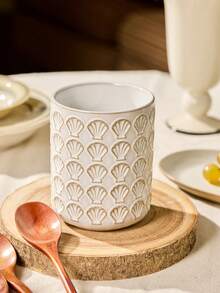 Cirelle Retro Ceramic Canister With Embossed Design - Decorative Multi-Use - Multicolor - View 6