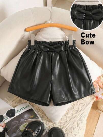 SHEIN LMoss Kids Young Girl Solid Color Fitted Casual Shorts
