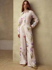 MOTF PREMIUM WOMEN'S FLORAL PRINT WIDE LEG SUIT PANTS, SPRING/SUMMER - Multicolor - View 1