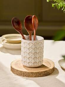 Cirelle Retro Ceramic Canister With Embossed Design - Decorative Multi-Use - Multicolor - View 1