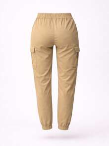 Gabardine Cargo Jogger Pants - Camel - View 4