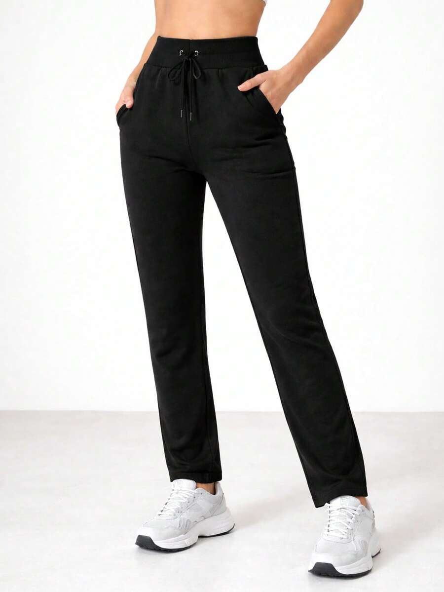 Nes Sport Straight Cut Ladies Sport Joggers - Black - View 1