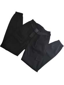 Gabardine Cargo Jogger Pants - Black - View 5