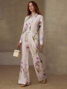 MOTF PREMIUM WOMEN'S FLORAL PRINT WIDE LEG SUIT PANTS, SPRING/SUMMER - Multicolor - View 7