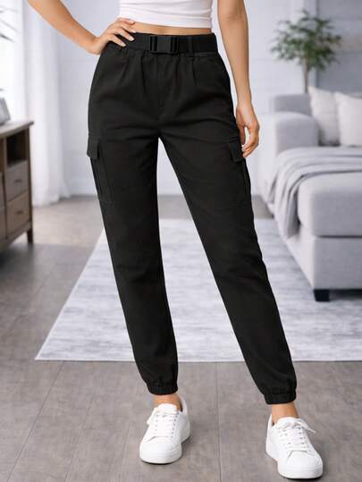 Pantalón jogger gabardina de cargo
