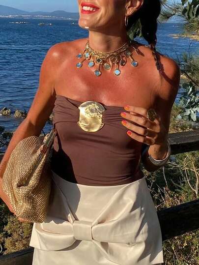 Siren Gaze Body exagerado con decoración metálica para mujer