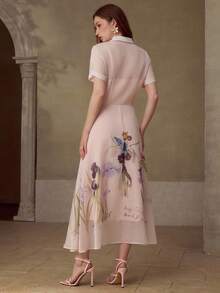 MOTF PREMIUM 女士优雅印花中长连衣裙，春夏款 - 彩色 - 查看 3