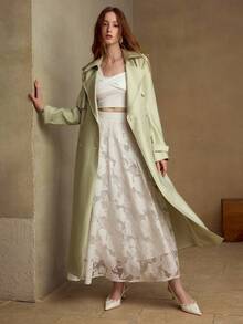 MOTF PREMIUM WOMEN'S SPRING/SUMMER LINEN-LIKE COTTON CASUAL ELEGANT BELTED TRENCH COAT - Mint Green - View 6