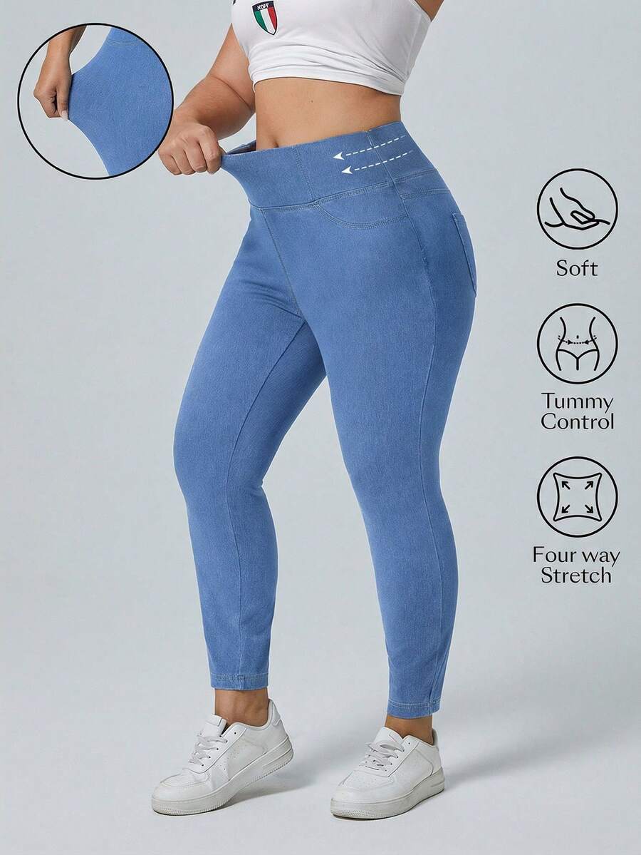 Flexra Quần jean skinny co giãn, dáng rộng, thoải mái, rách rưới, cỡ lớn dành cho người béo. - Rửa nhẹ - Xem 1