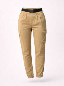 Gabardine Cargo Jogger Pants - Camel - View 5