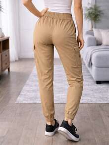 Gabardine Cargo Jogger Pants - Camel - View 3