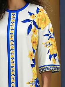 CAJUNI 女士夏季度假印花圆领休闲T恤裙 价格：25 - 彩色 - 查看 5