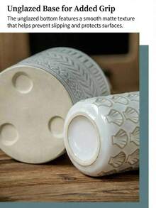Cirelle Retro Ceramic Canister With Embossed Design - Decorative Multi-Use - Multicolor - View 5