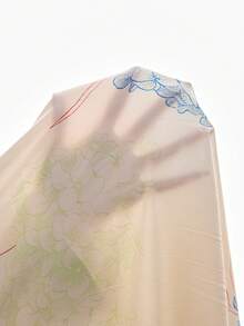 SHEIN 大码休闲印花七分袖中长睡袍 - 米色 - 查看 7