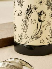 Cirelle Tarro de almacenamiento de cerámica con diseño floral - Recipiente decorativo para el hogar - Multicolor - Ver 6