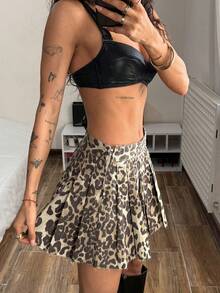StreetHx Women's Leopard Print Pleated Mini Skirt - Multicolor - View 5