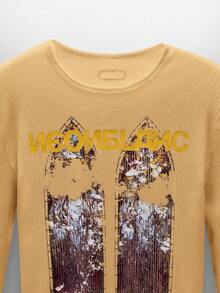 NEON BLANC 男士街头时尚针织圆领字母印花长袖T恤 - 黃色 - 查看 1