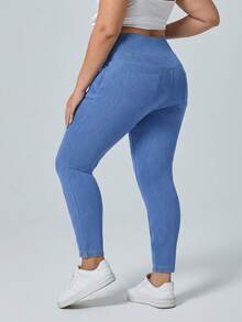 Flexra Plus Size Casual Distressed Relaxed Fit Stretchy Knit Skinny Jeans - Light Wash - View 2