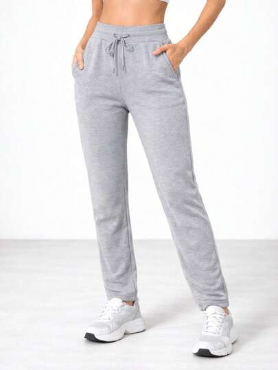  Nes Sport Jogger de Dama Corte Recto Cintura Elástica Cordón Ajustable Bolsillos a los Costados