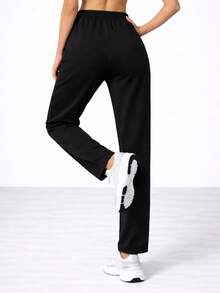 Nes Sport Straight Cut Ladies Sport Joggers - Black - View 2