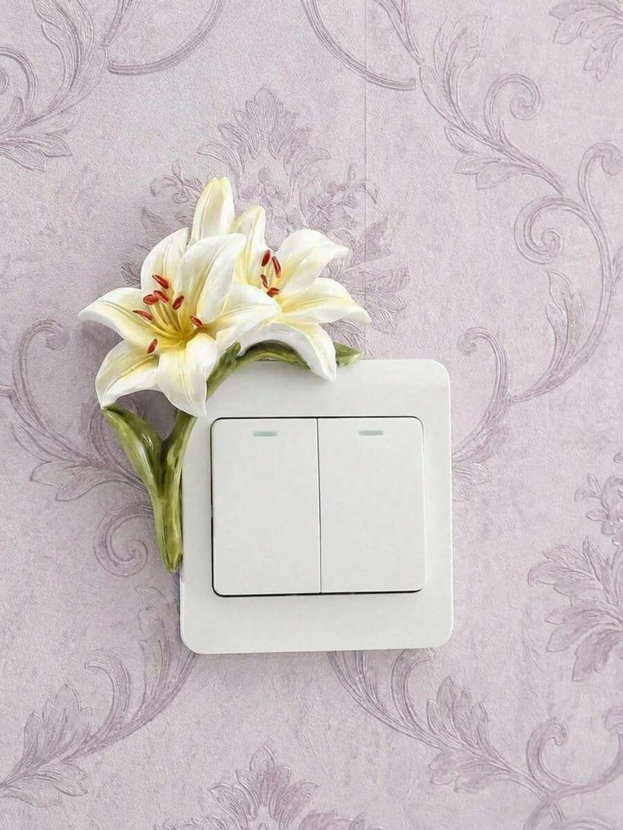 Cirelle Miếng dán trang trí ổ cắm điện hình hoa 3D bằng nhựa - Trang trí tường sáng tạo cho phòng khách và phòng ngủ. - Nhiều màu - Xem 1