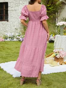 SHEIN Maternity Pink Dress, Comfortable Vacation Outfit, Flattering Bust - Dusty Pink - View 2