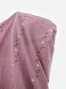 PalaceNights Palace Style Square Collar Lace Detail Soft Embroidered Long Nightgown - Mauve Purple - View 7