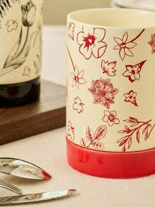 Cirelle Tarro de almacenamiento de cerámica con diseño floral - Recipiente decorativo para el hogar - Multicolor - Ver 7