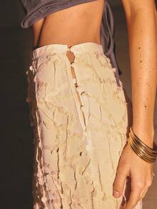 Aralina Festival Party Mesh Sequin Tube Maxi Skirt Sheer Summer Spring Swim Vacation Beach Cover Up Sexy Beige - Apricot - View 3