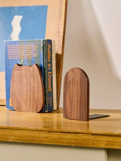 Cirelle Wooden Bookends For Shelves & Desk | Heavy Duty Solid Book Holders, Decorative Office & Home Library Organizer